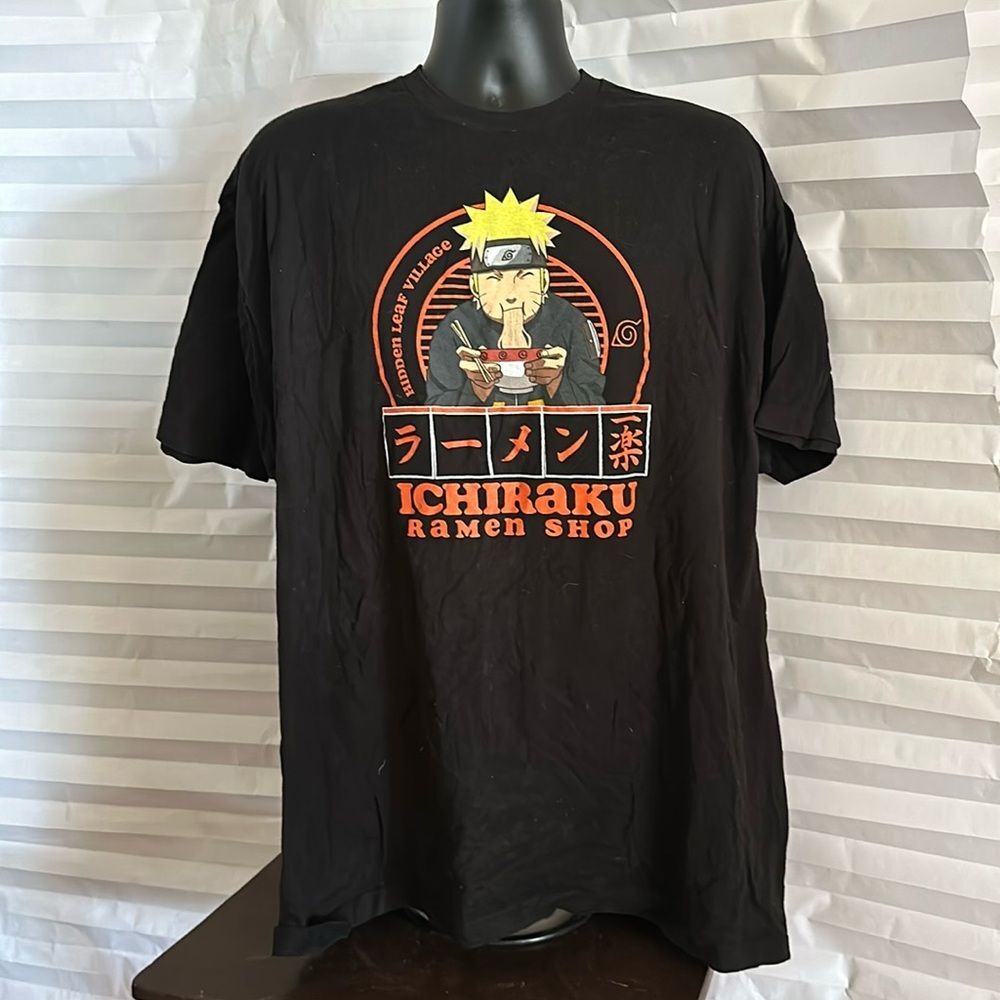 Naruto Anime Ramen Black T-Shirt Men’s Size 3XL Graphic Tee Manga Ninja